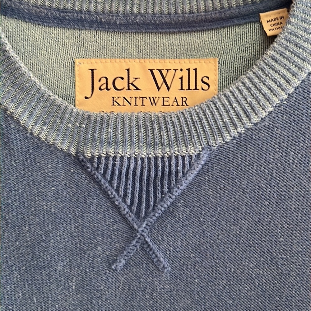 Jack Wills Blue Cotton Crewneck Sweater Sz L - Picture 2 of 6